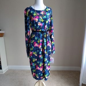 LuLaRoe Debbie 👗-sheath pink blue floral Large